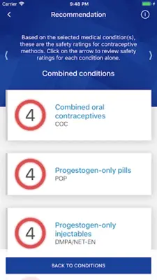 WHO Contraception tool android App screenshot 1