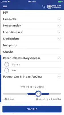 WHO Contraception tool android App screenshot 2